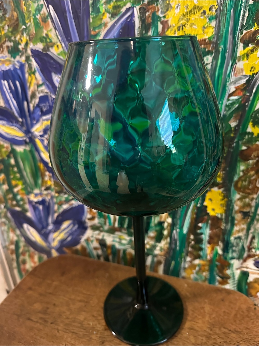Peacock Teal Vintage Empoli Italian Brandy Snifter/Vase - Picture 4 of 9